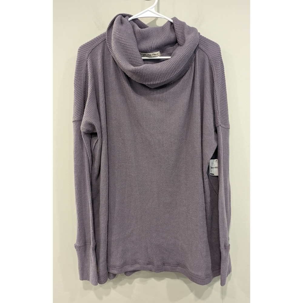 🆕 Free People Juicy Long Sleeve Cowl Neck Shirt in Purple Size Small